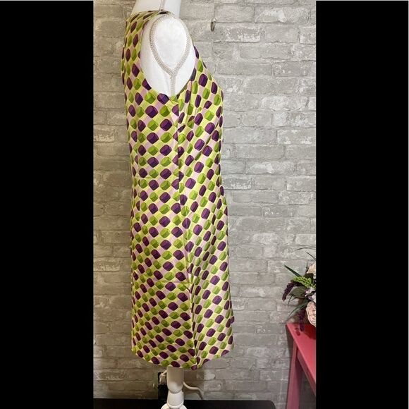 Moda Seta Geo Print Dress Sleeveless Green Purple Size 6 - Picture 2 of 9